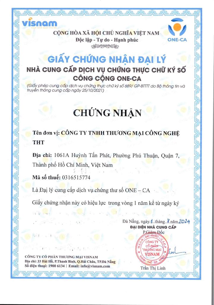 đại lý chữ ký số ONE-CA