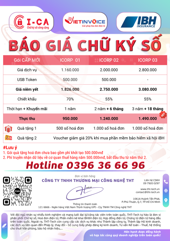 Báo giá chữ ký số ICA